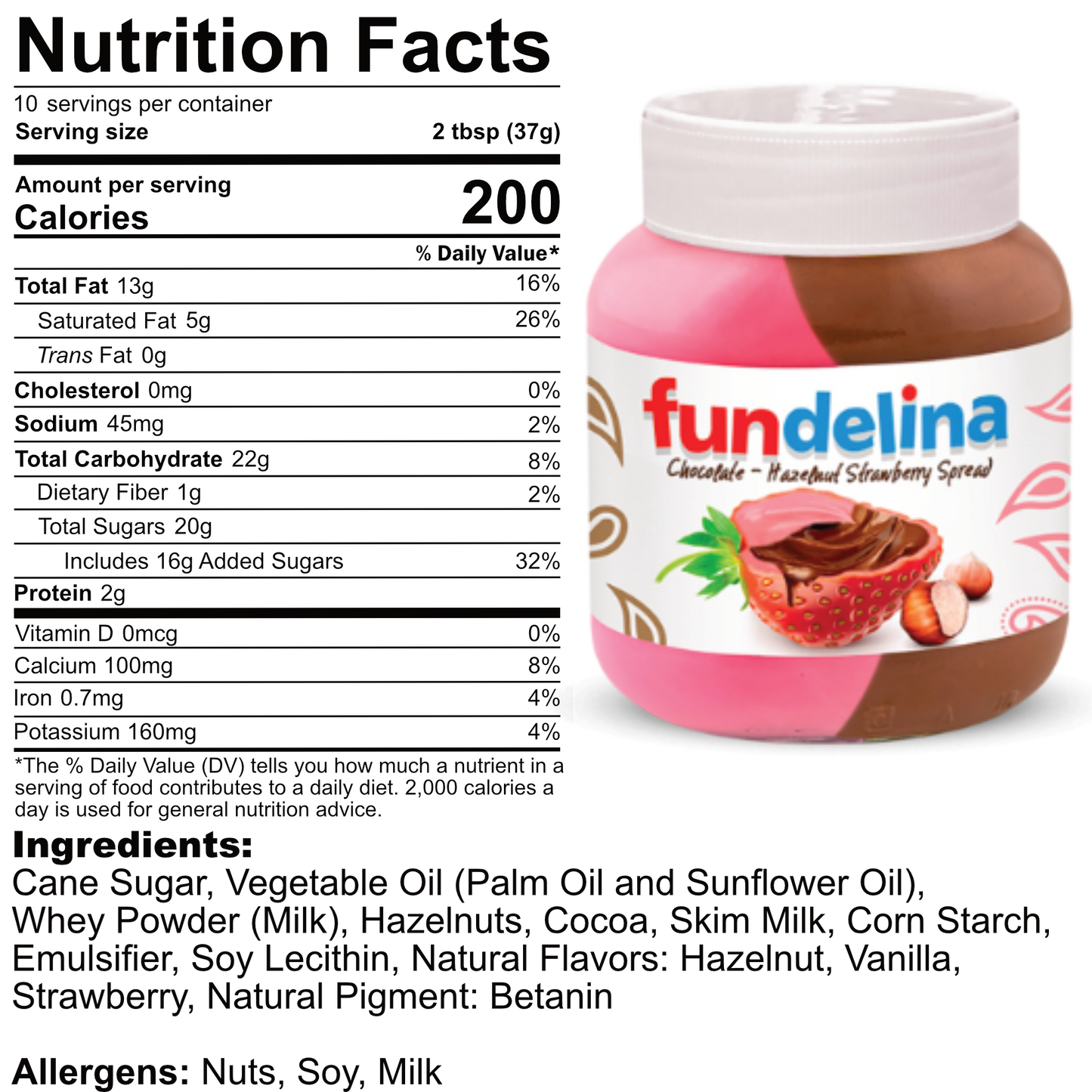 Fundelina Chocolate Hazelnut Spread Variety Pack - Vanilla, Banana & Strawberry (3 x 13oz)