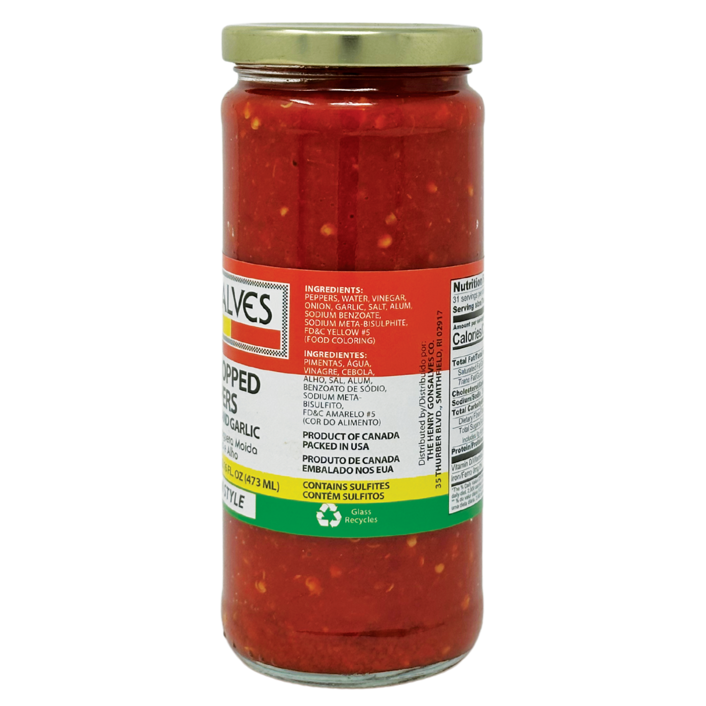 Gonsalves Hot Chopped Peppers Onion and Garlic 16 oz
