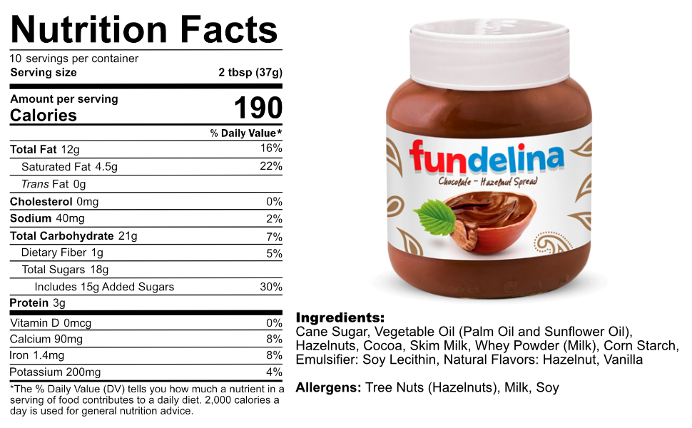 Fundelina Chocolate Hazelnut Spread 13oz