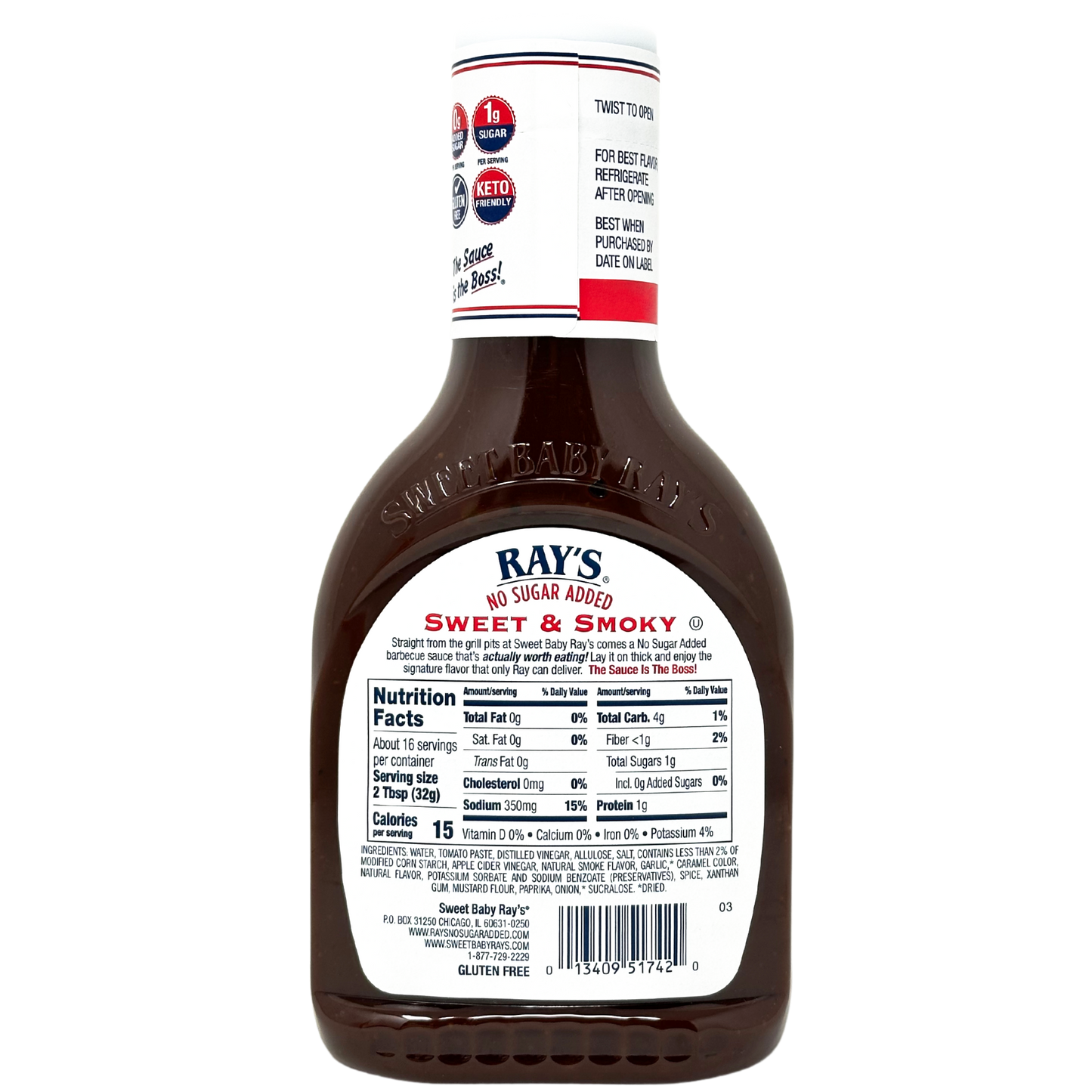 Sweet Baby Ray's No Sugar Added Sweet & Smoky Barbecue Sauce