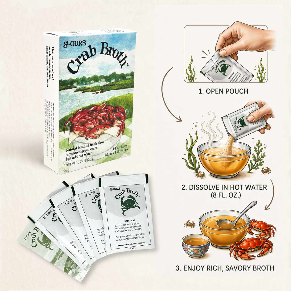 St. Ours Crab Broth – Massachusetts Green Crab Seafood Broth