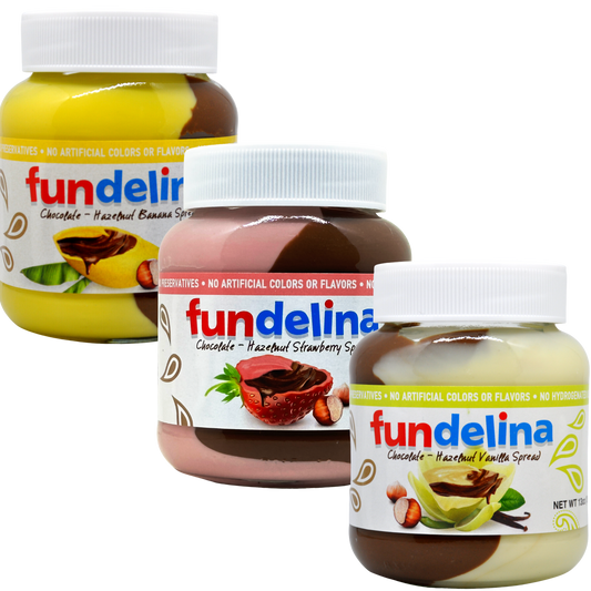 Fundelina Hazelnut Spread Variety Pack - Vanilla, Banana, and Strawberry Flavors